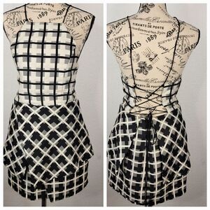NBD Revolve Cocktail Mini Dress M Halter Corset Open Back Plaid Layered Feminine